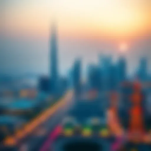 Dubai Skyline and Energy Infrastructure Illustration of Dubai's skyline with energy infrastructure