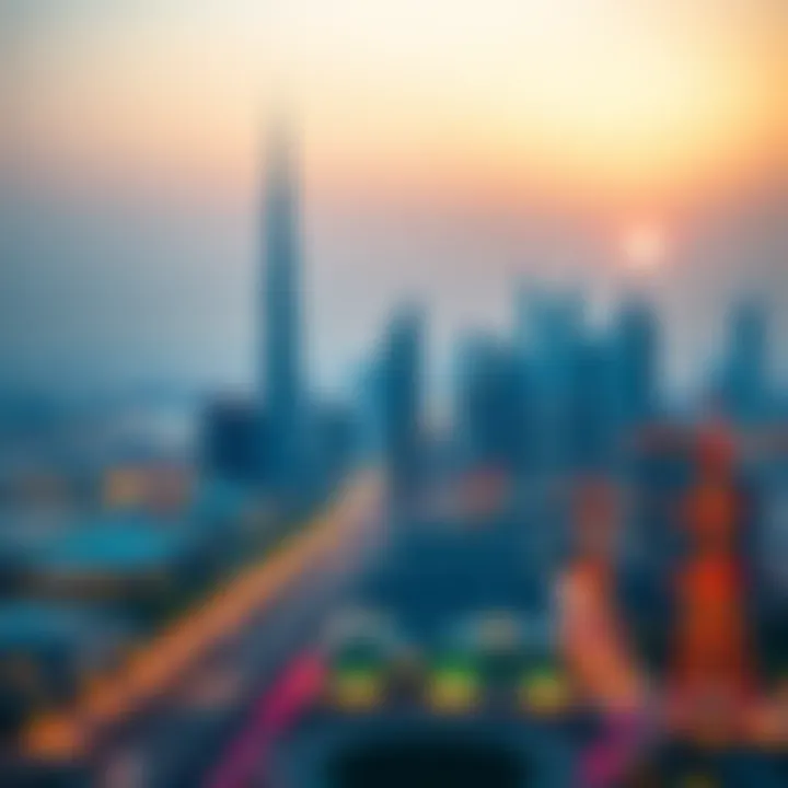 Dubai Skyline and Energy Infrastructure Illustration of Dubai's skyline with energy infrastructure