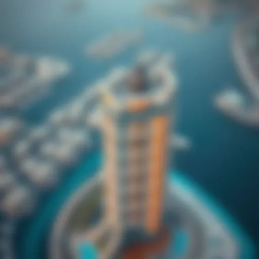 Aerial view of Dolphin Tower showcasing its unique architecture