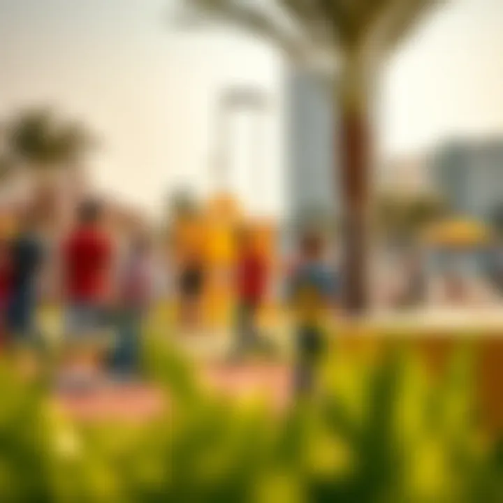 Community members interacting in the recreational areas of Dubai Creek Harbour.