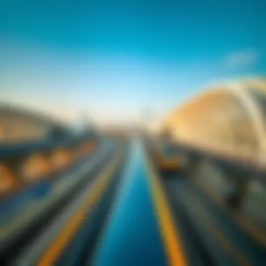 Aerial view of a Dubai Metro station showcasing architectural design