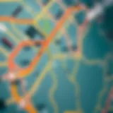 Detailed view of the Dubai Metro map highlighting key stations