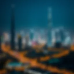 Stunning skyline of Dubai illuminated at night