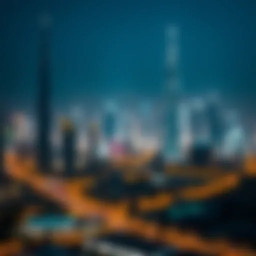 Dubai's Enchanting Night Skyline Stunning skyline of Dubai illuminated at night