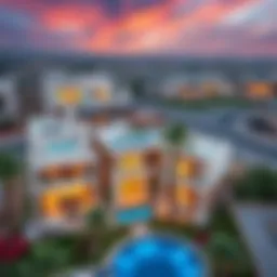 Stunning aerial view of luxury villas in Dubai