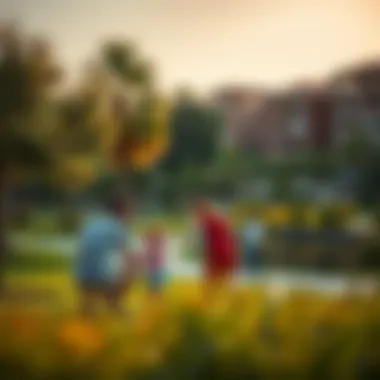 A family enjoying the neighborhood park, depicting the residential appeal of شارع عود التوبة العين.