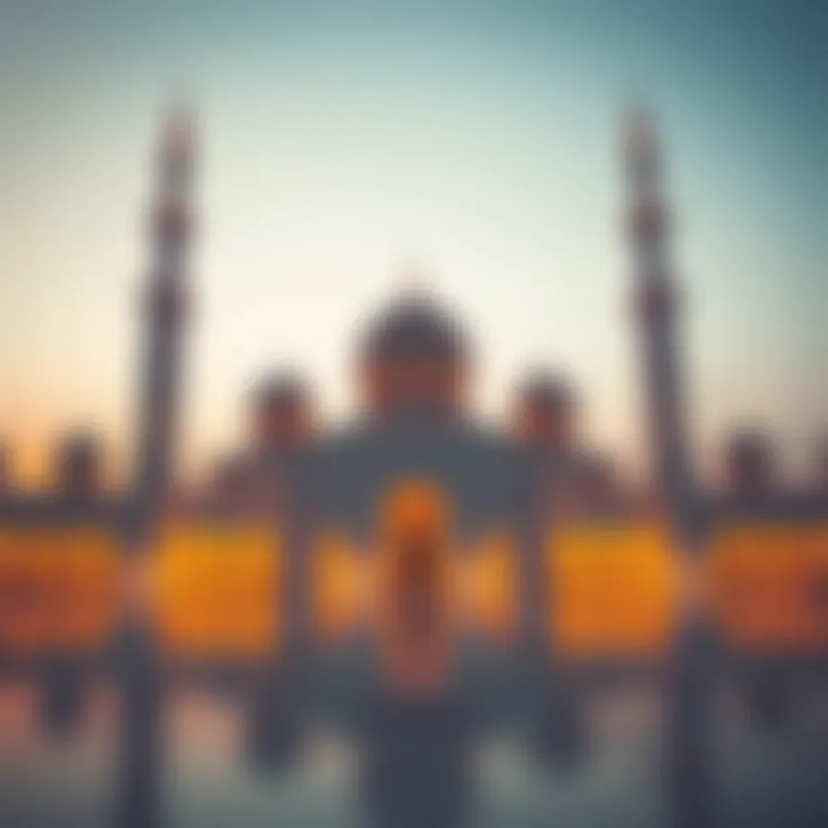 Stunning view of Sheikh Zayed Grand Mosque at sunset