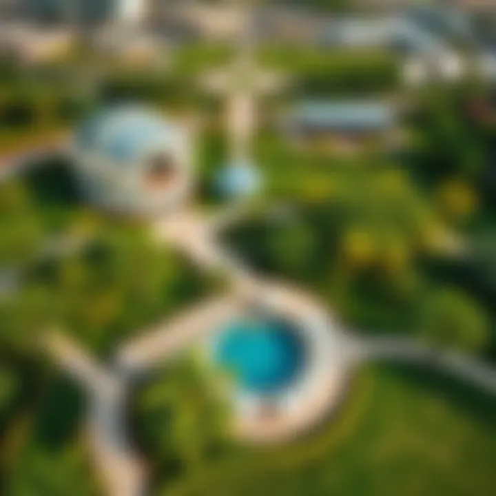 Breathtaking Aerial Perspective of Hills Park Aerial view of Hills Park showcasing its lush greenery and pathways