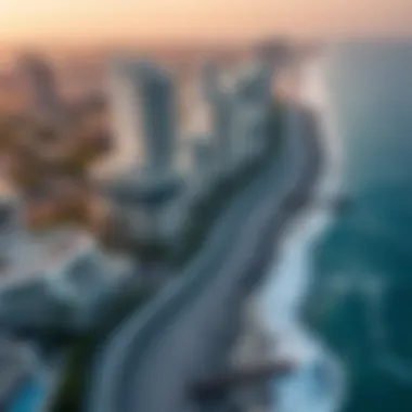 Opulence Along the Jumeirah Coastline Aerial view of luxury villas and coastline at Jumeirah