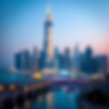 Dubai Skyline with Iris Bay Tower Stunning skyline view of Dubai featuring Iris Bay Tower