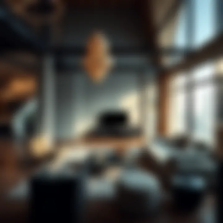 Luxurious Loft Living Space Luxurious loft living space in Dubai with elegant decor and unique art pieces