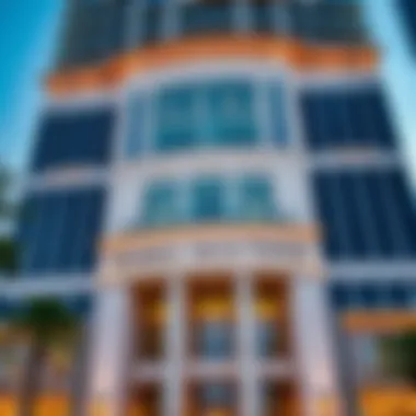 Architectural details of Marble Arch Tower facade