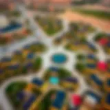 Aerial view of a residential area in Dubai with schools nearby