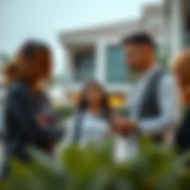 Informed Conversations on School Proximity and Home Buying Parents discussing school options with a real estate agent