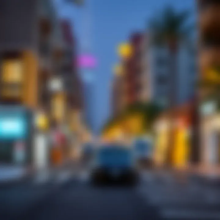 Vibrant Neighborhood in Dubai Vibrant street scene in a newly developed Dubai neighborhood