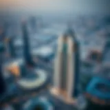 Aerial View of Oasis Tower 2 Aerial view of Oasis Tower 2 showcasing its unique architectural design against the Dubai skyline