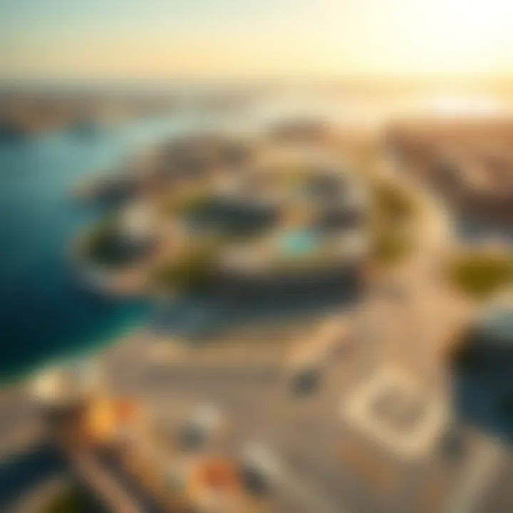 Aerial View of Park Island's Strategic Location An aerial shot showcasing the strategic location of Park Island in Dubai