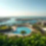 A panoramic view of Park Island highlighting its architectural design