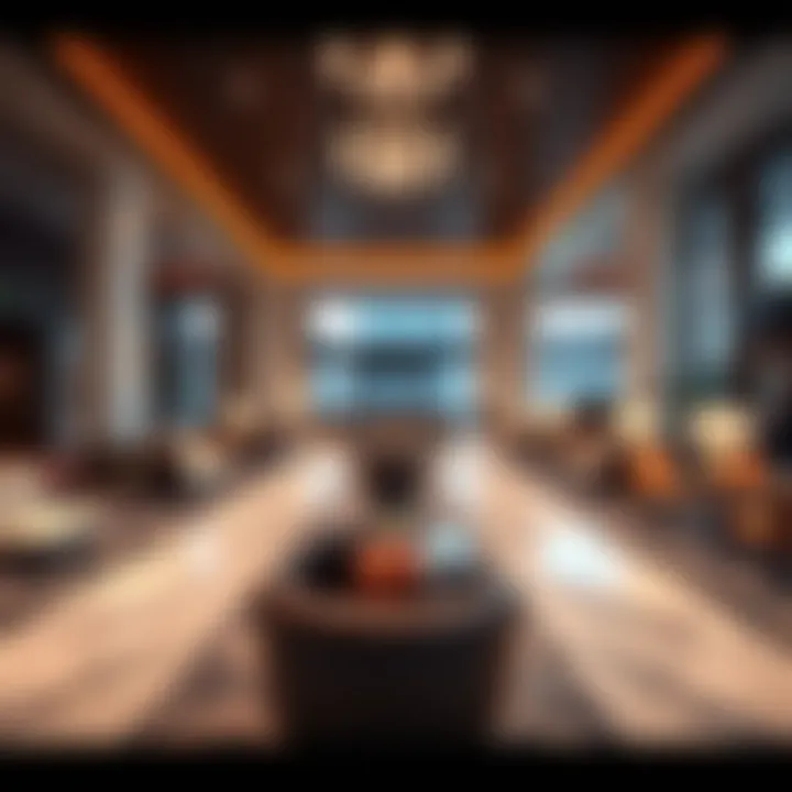 Elegant hotel lobby featuring contemporary decor and inviting ambiance