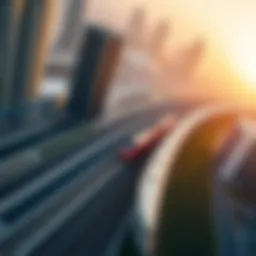 Aerial view of the Red Line Metro in Dubai