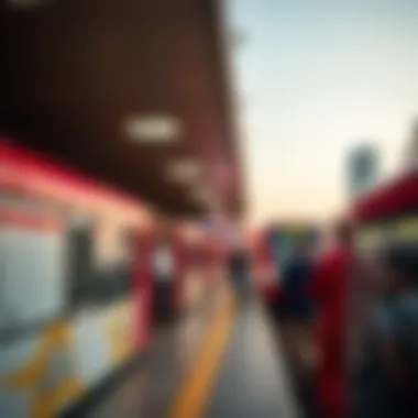 Passengers boarding a Red Line Metro station