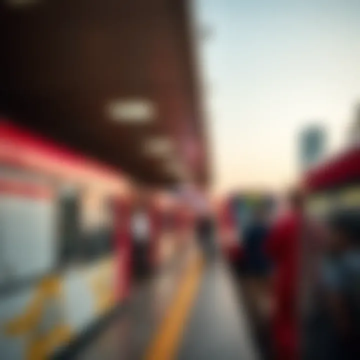 Passengers boarding a Red Line Metro station