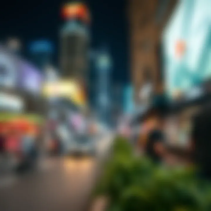 Dynamic Neighborhood Atmosphere Vibrant streets and amenities around Emirates Tower Metro