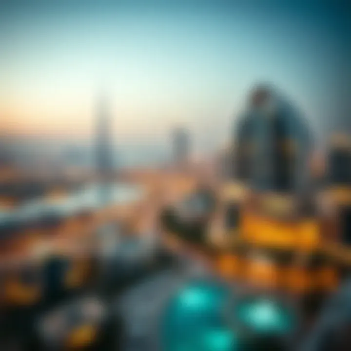 Panoramic Skyline: Iconic Signature Properties of Dubai A panoramic view of Dubai skyline highlighting iconic signature properties