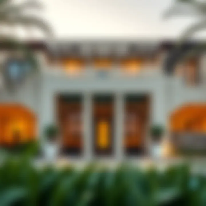 Luxury Villa Facade: A Unique Architectural Perspective Stunning facade of a luxury villa in Dubai showcasing unique architectural design