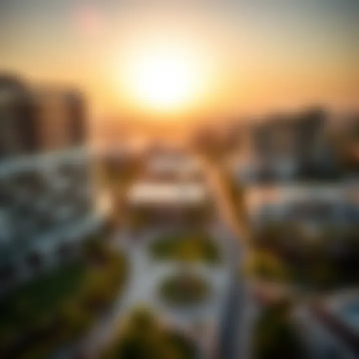 Aerial view of Silicon Oasis highlighting its modern community layout and green spaces