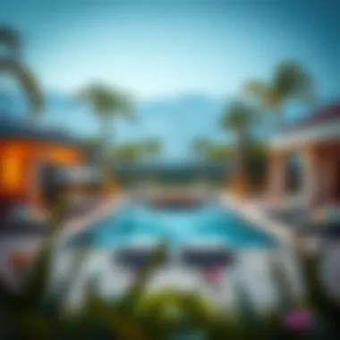 Luxury Pool Area at Sobha Hartland Creek Vistas Luxurious swimming pool area surrounded by exquisite landscaping within Sobha Hartland Creek Vistas.