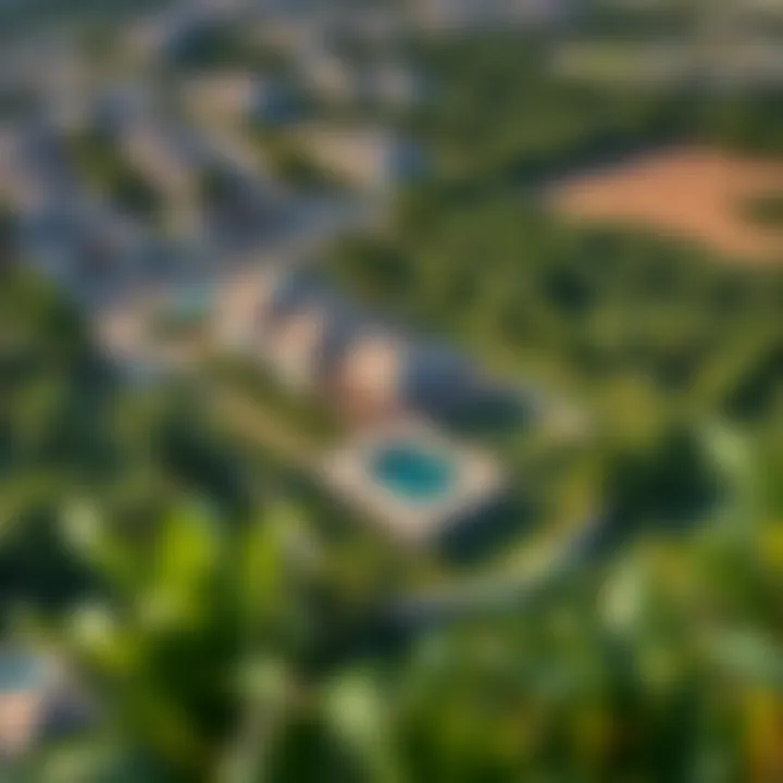 Lush Surroundings of Sobha Hartland Community Aerial view of Sobha Hartland community surrounded by lush greenery