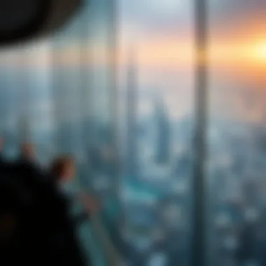 A Glimpse from the Top: Dubai's Skyline A panoramic view from the observation deck of Burj Khalifa, offering a stunning vista of Dubai's skyline.