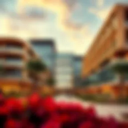 A vibrant academic campus showcasing innovative architecture