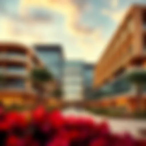 A vibrant academic campus showcasing innovative architecture