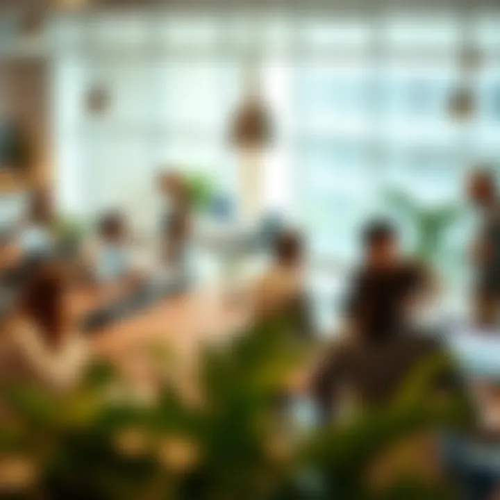 A collaborative workspace filled with students and researchers