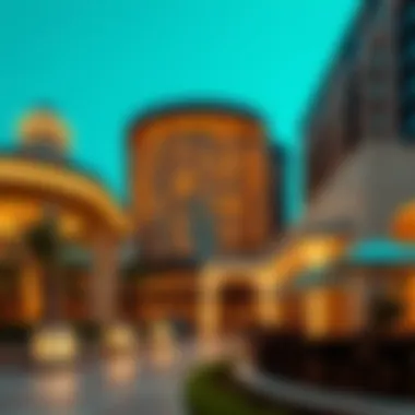 Architectural highlights of the Dubai Hilton, blending modern design with cultural elements