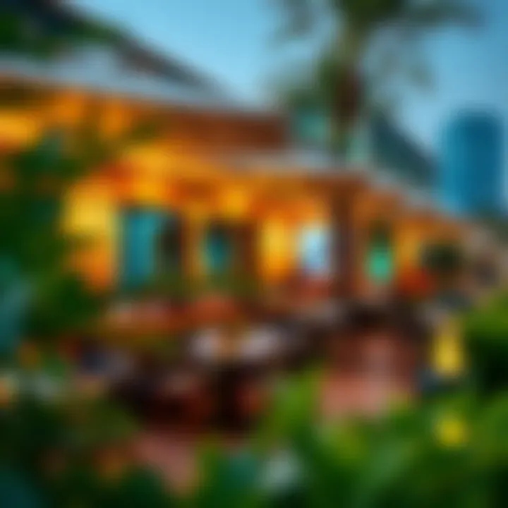 Luxurious dining options available along the Dubai Hilton Walk, featuring exquisite outdoor seating