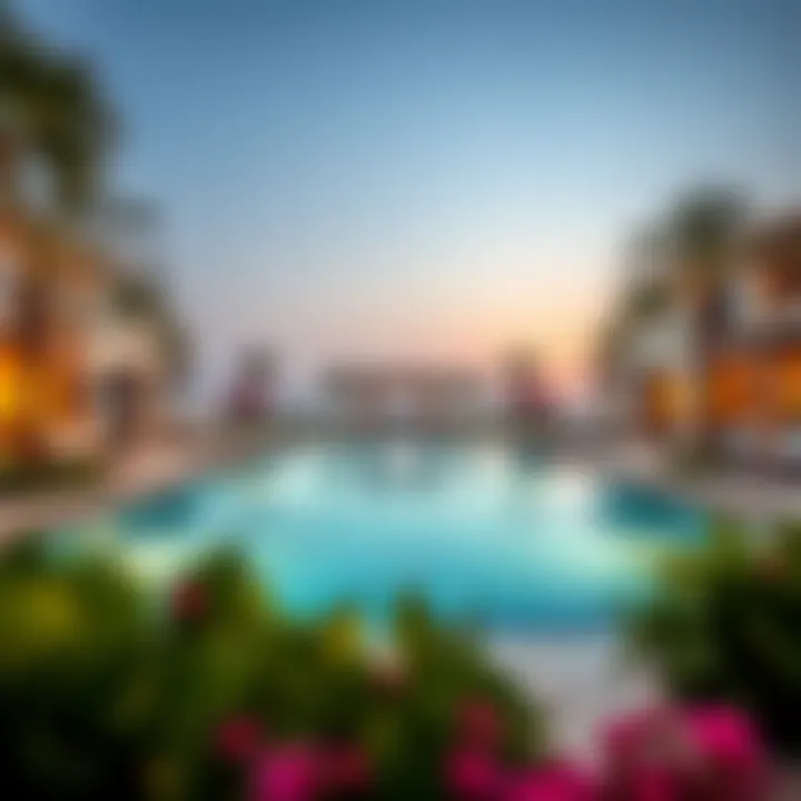 Exquisite Poolside Oasis at a Dubai Mansion Gorgeous swimming pool overlooking a lavish estate