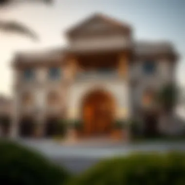 Majestic Dubai Mansion Facade Stunning exterior of a luxurious mansion in Dubai