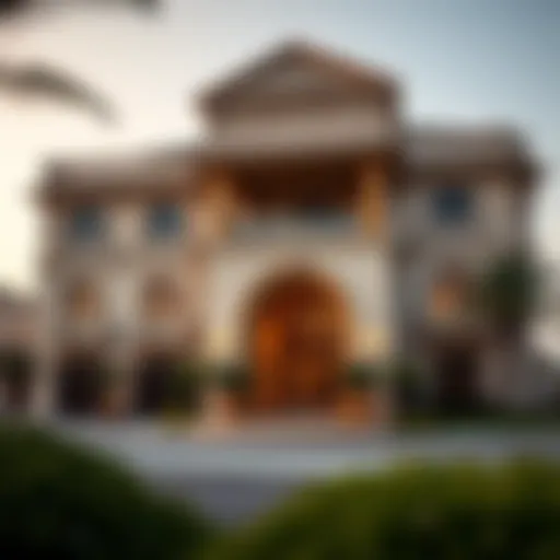 Majestic Dubai Mansion Facade Stunning exterior of a luxurious mansion in Dubai