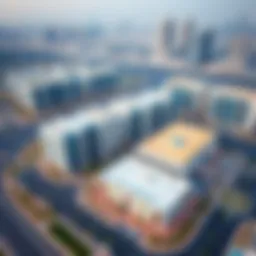 Aerial view of Alef Al Mamsha showcasing its modern architectural design