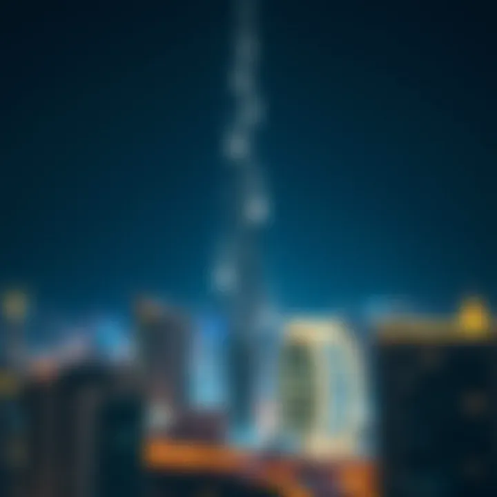 Night View of the Majestic Tower Night view of the Majestic Tower illuminated with city lights