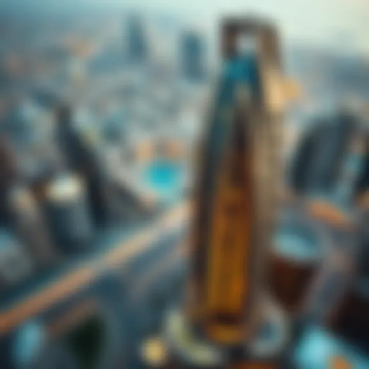 Rashid Building: A Central Landmark in Dubai Aerial view of Dubai with the Rashid Building as a central landmark