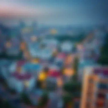 Vibrant Neighborhoods of Dubai Aerial view of a vibrant Dubai neighborhood