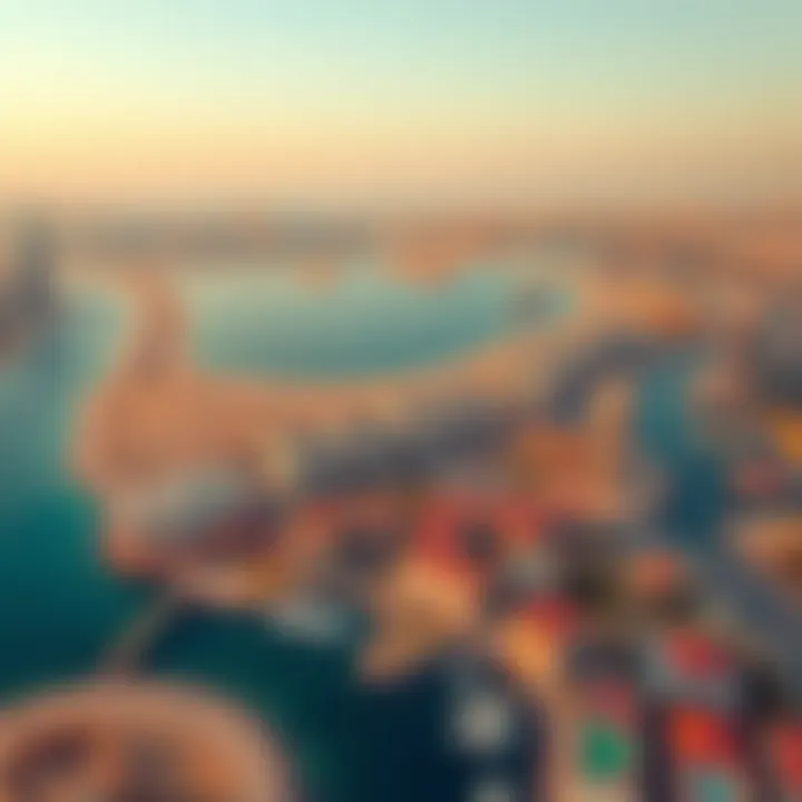 Aerial View of Al Zorah's Location Aerial shot of Al Zorah's strategic location near the coast and urban centers