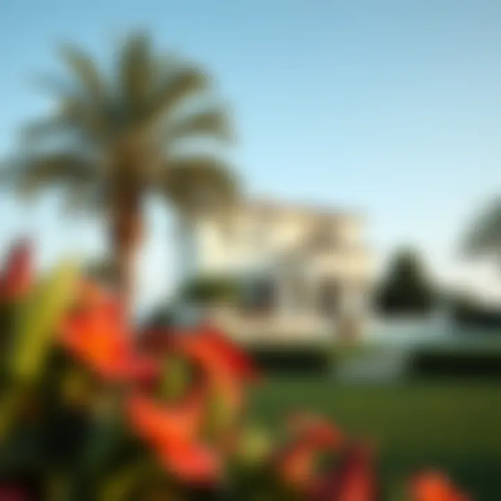 Beautiful garden view of a villa in South Shamka