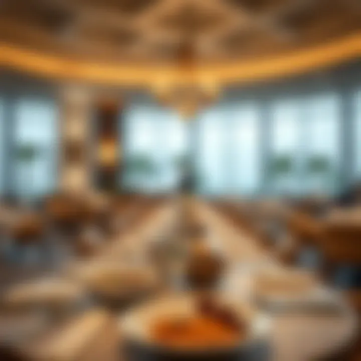 Exquisite Gastronomy at Five Palm Jumeirah Elegant dining setting at Five Palm Jumeirah restaurant highlighting gourmet cuisine