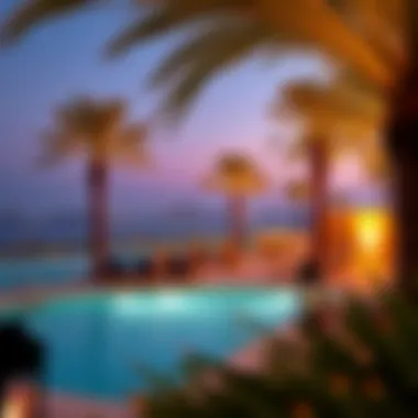 Poolside Elegance at Five Palm Jumeirah Club Vibrant poolside scene at Five Palm Jumeirah with lounge chairs and palm trees