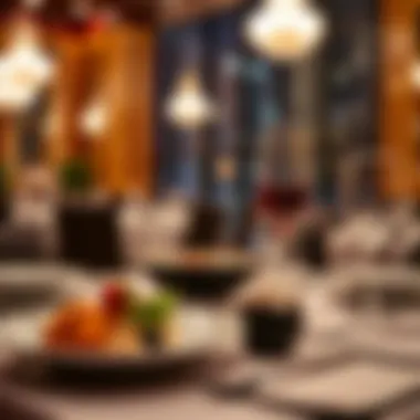 Exquisite Table Setting in a Michelin Star Restaurant Elegant dining setup showcasing a gourmet dish